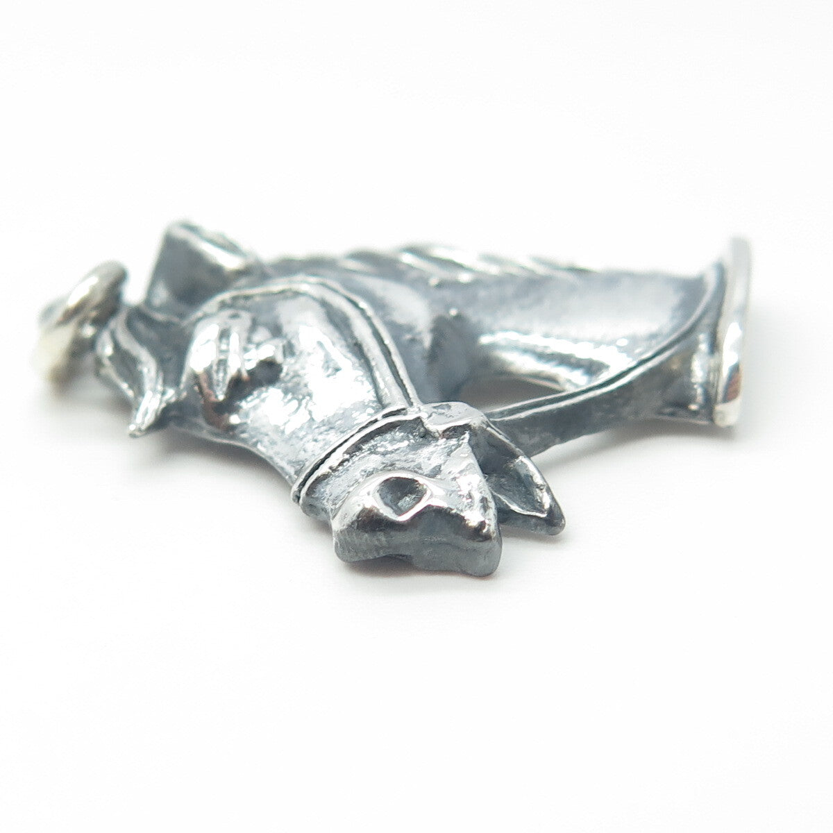 925 Sterling Silver Vintage Horse Head Oxidized Pendant