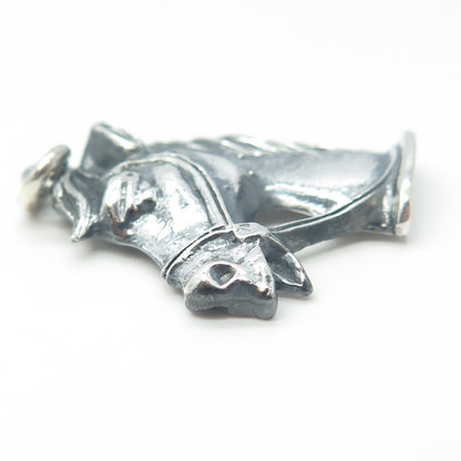 925 Sterling Silver Vintage Horse Head Oxidized Pendant