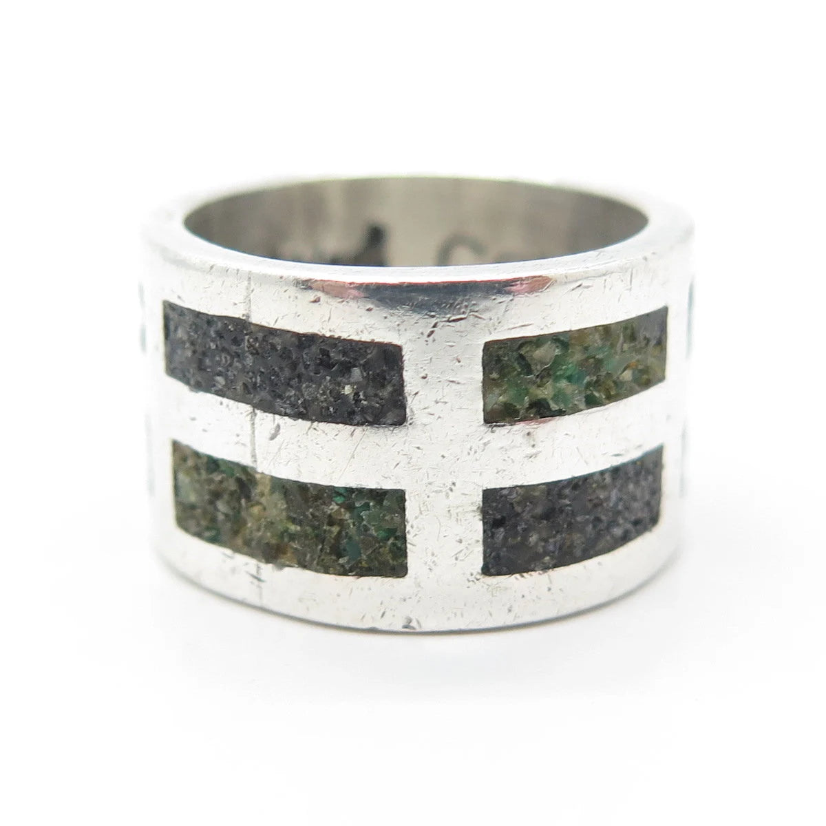 SARITASCO 925 Sterling Silver Vintage Mexico Turquoise Gem Inlay Ring Size 5.5