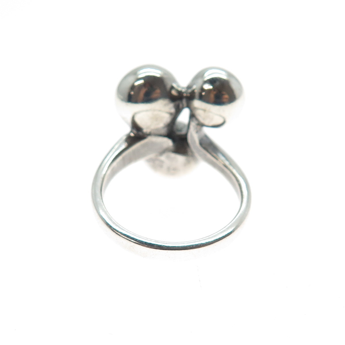925 Sterling Silver Vintage Modernist Beaded Oxidized Ring Size 5.75