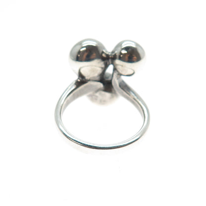 925 Sterling Silver Vintage Modernist Beaded Oxidized Ring Size 5.75