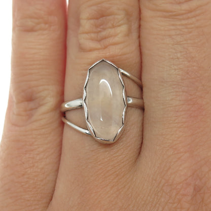 Old Pawn 925 Sterling Silver Southwestern Rose Quartz Bypass Ring Size 6.75