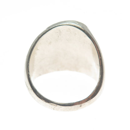 Old Pawn 925 Sterling Silver Vintage Southwestern Turquoise Inlay Ring Size 10.5