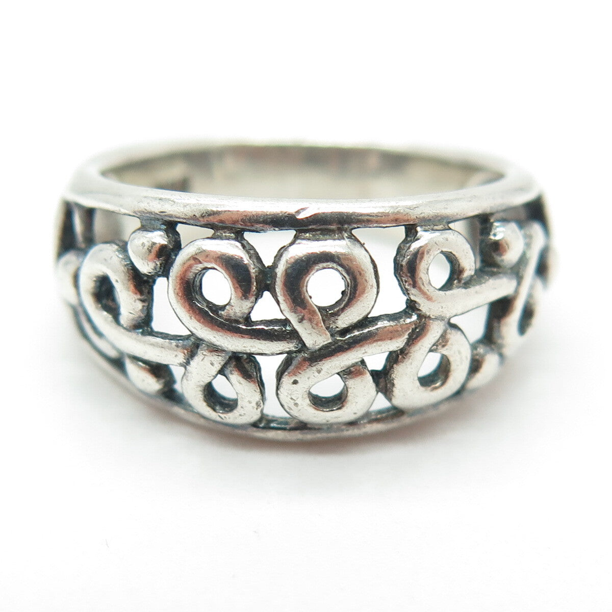 925 Sterling Silver Vintage Swirl Oxidized Ring Size 7