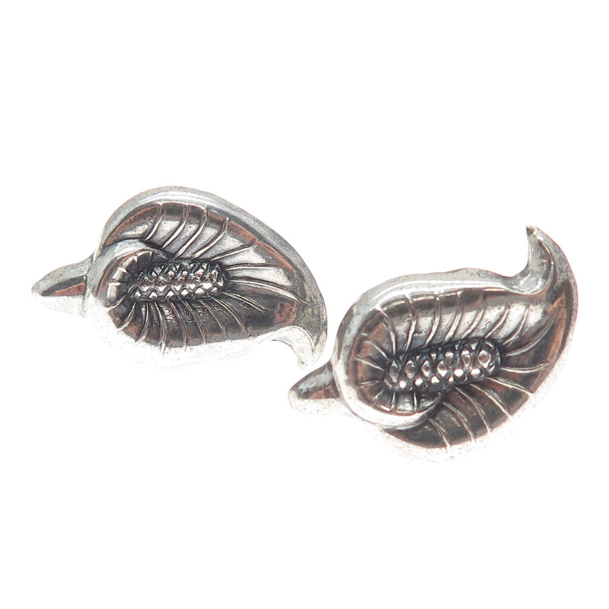 925 Sterling Silver Antique Calla Lily Flower Oxidized Screw Back Earrings