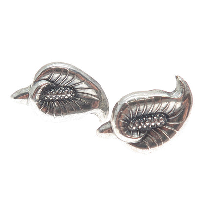 925 Sterling Silver Antique Calla Lily Flower Oxidized Screw Back Earrings