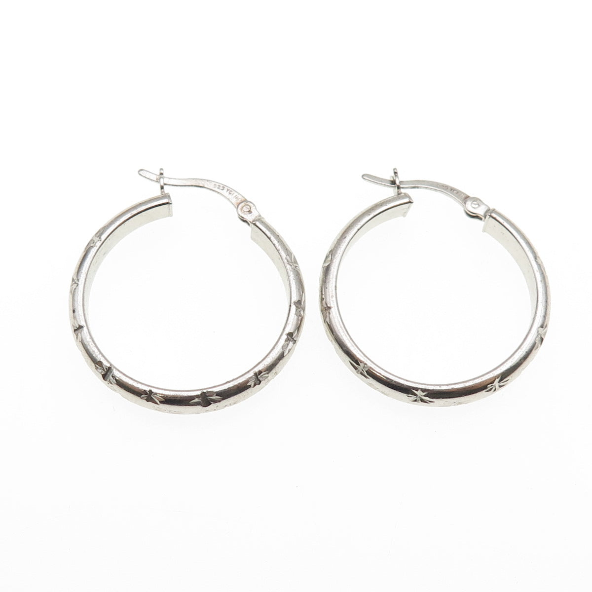925 Sterling Silver Diamond-Cut Hoop Earrings