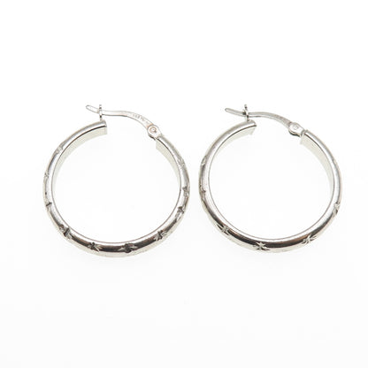 925 Sterling Silver Diamond-Cut Hoop Earrings