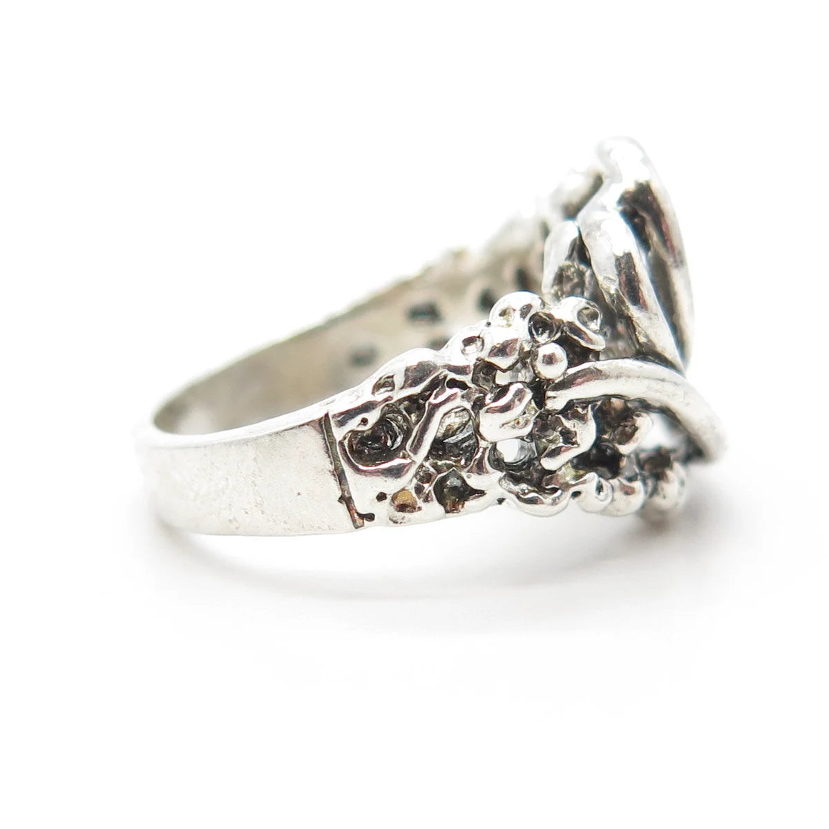 925 Sterling Silver Vintage Swirl Modernist Ring Size 5.5