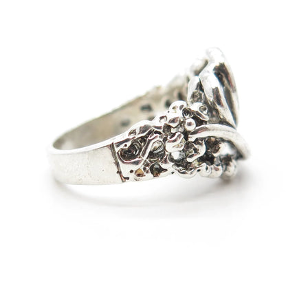 925 Sterling Silver Vintage Swirl Modernist Ring Size 5.5