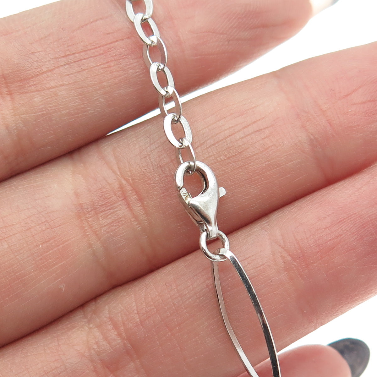 925 Sterling Silver Vintage Sunrise Charm Paperclip Link Bracelet 6-7.75"