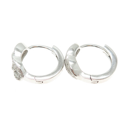 925 Sterling Silver Round-Cut C Z Interlocked Hoop Earrings