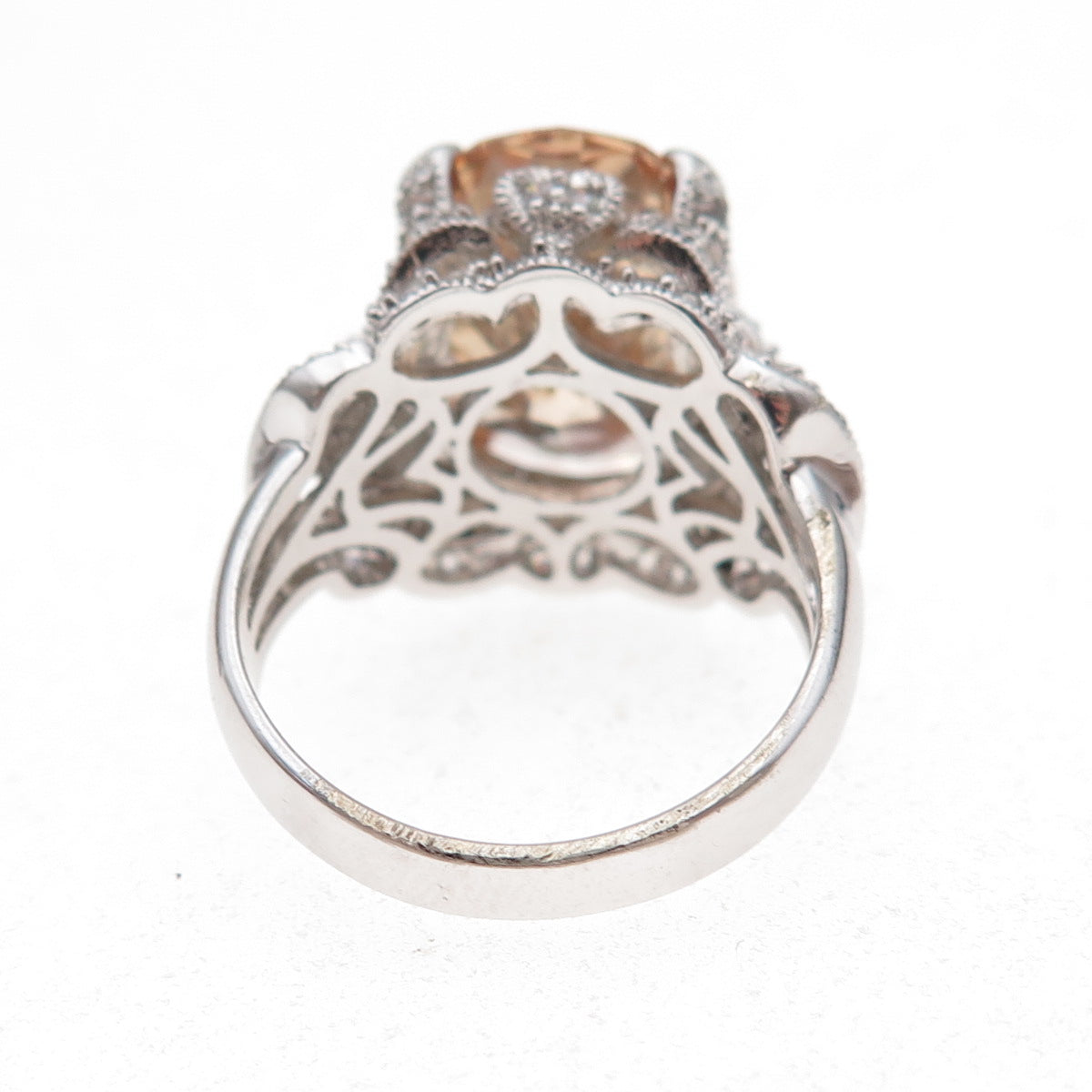 Joseph Esposito 925 Sterling Silver Champagne & White C Z Ring Size 7
