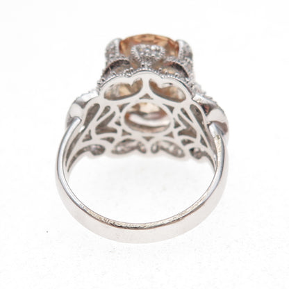Joseph Esposito 925 Sterling Silver Champagne & White C Z Ring Size 7