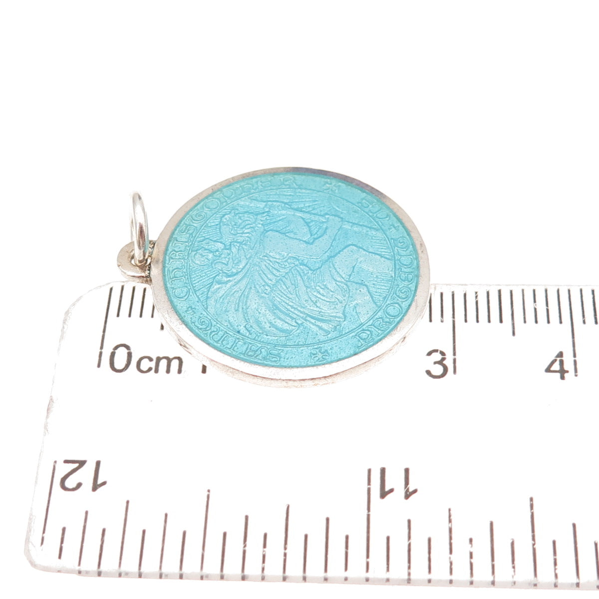 Charles Thomae 925 Sterling Silver Vintage Enamel St. Christopher Charm Pendant