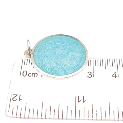 Charles Thomae 925 Sterling Silver Vintage Enamel St. Christopher Charm Pendant