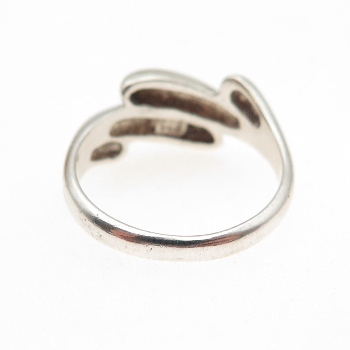 925 Sterling Silver Vintage Modernist Oxidized Ring Size 6.75