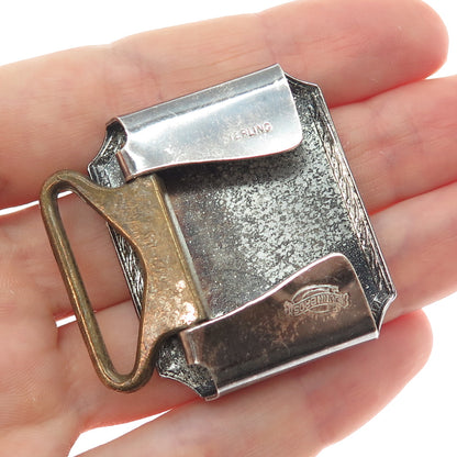 DUNN BROS 925 Sterling Silver Antique Art Deco Letter M Monogram Belt Buckle