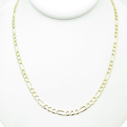 HAN 925 Sterling Silver Gold Plated Italy Figaro Chain Necklace 18"