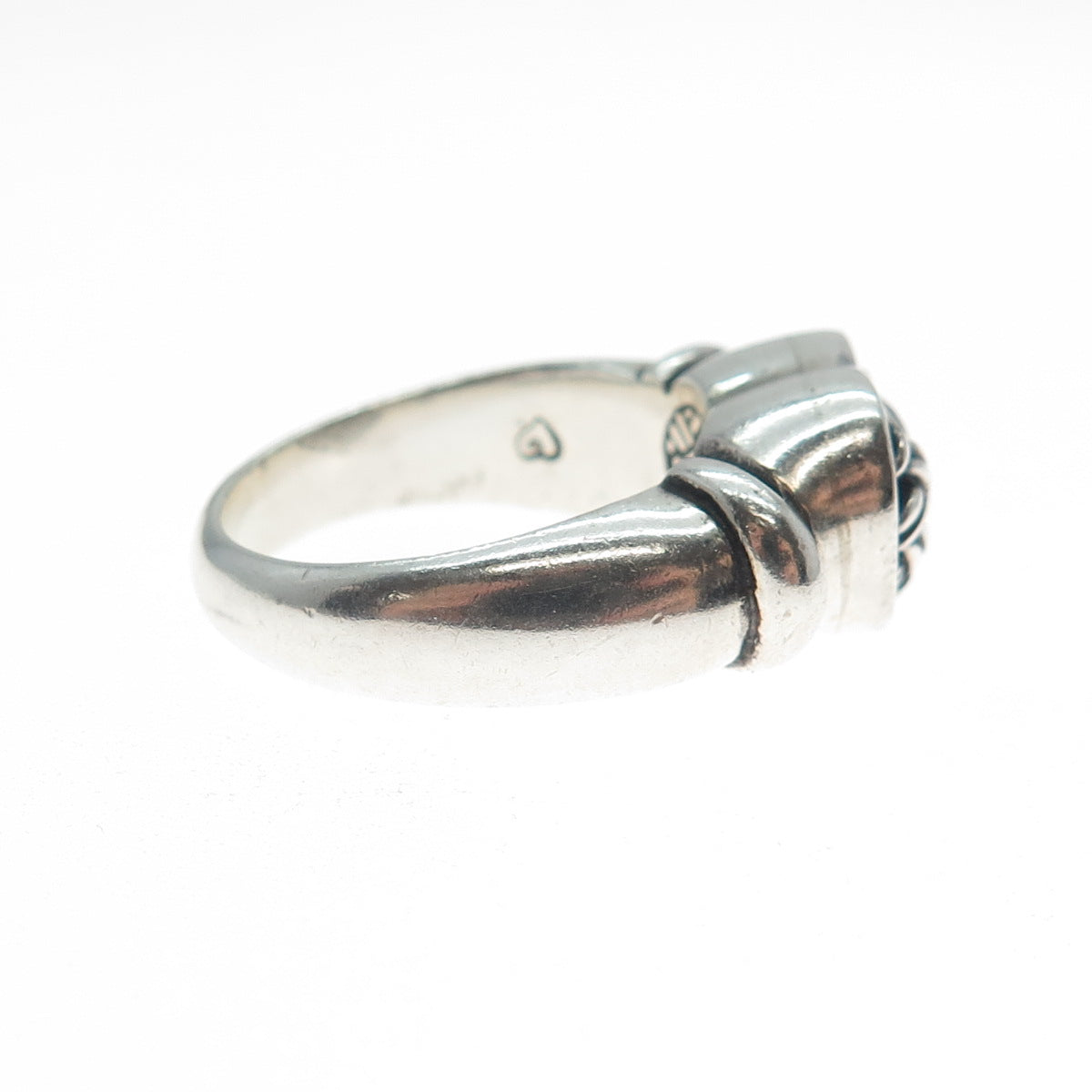 BRIGHTON 925 Sterling Silver Vintage Woven Heart Oxidized Ring Size 7.25