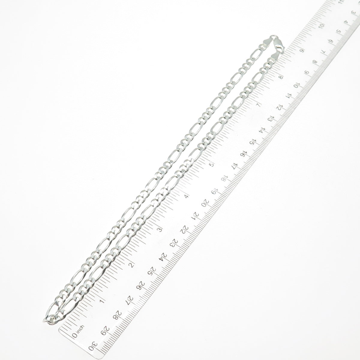 925 Sterling Silver Vintage Italy Figaro Chain Necklace 18"