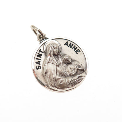 CREED 925 Sterling Silver Vintage St. Anne Religious Mini Charm Pendant