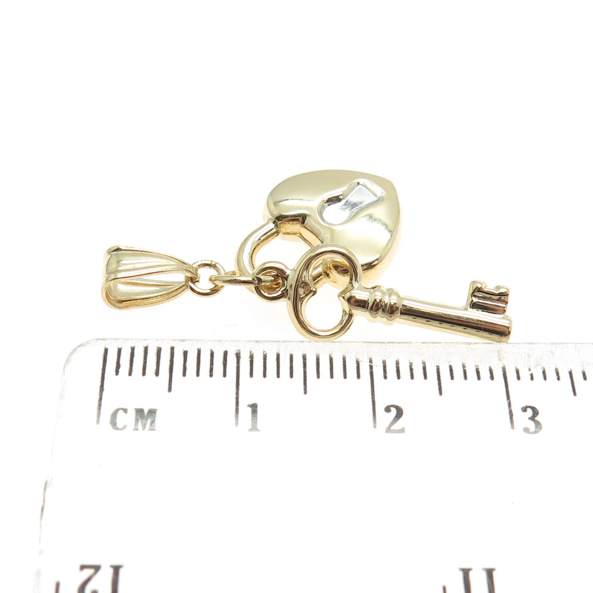 14K Yellow & White Gold Heart Key Minimalist Multi-Charm Pendant