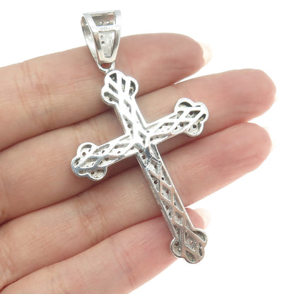 925 Sterling Silver Pave C Z Cross Pendant