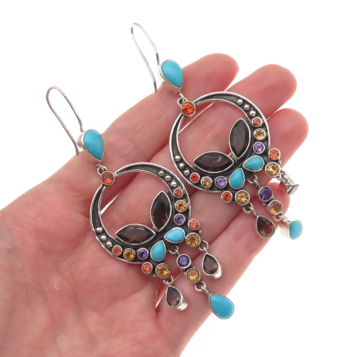 Nicky Butler 925 Sterling Vintage Real Multi-Gem Limited Edition 19/500 Earrings