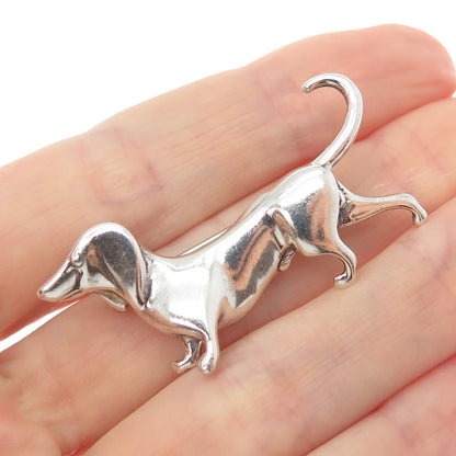 JEZLAINE 925 Sterling Silver Vintage Dachshund Dog Pin Brooch