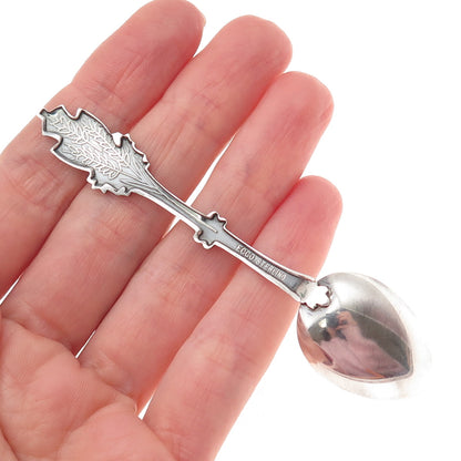 ECCO 925 Sterling Silver Antique Art Deco Enamel Canada Maple Leaf Coffee Spoon