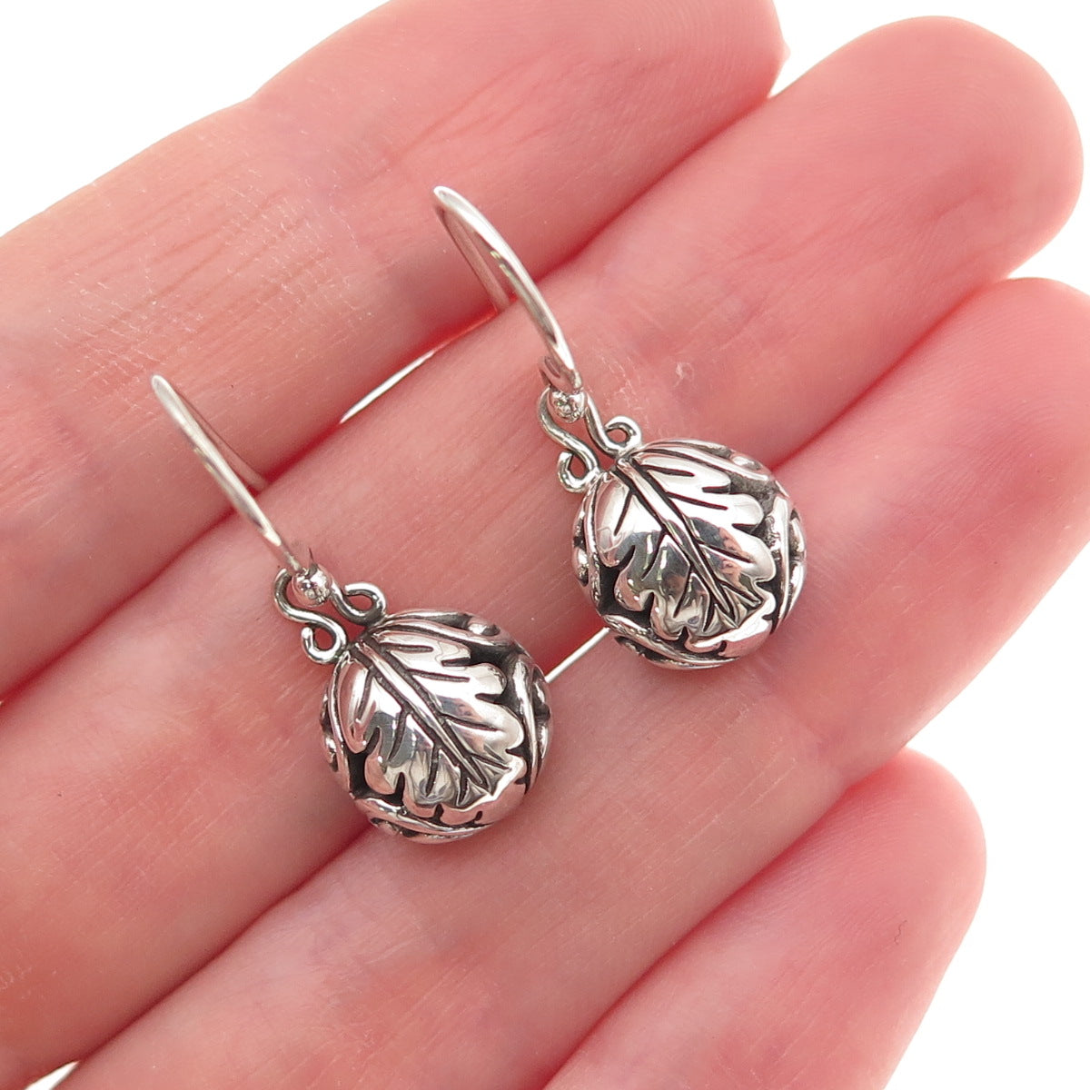 ATI Annika Witt 925 Sterling Silver Vintage Floral Oxidized Dangle Earrings