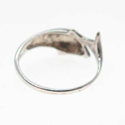 925 Sterling Silver Vintage Dolphin Overlap Oxidized Ring Size 8.25
