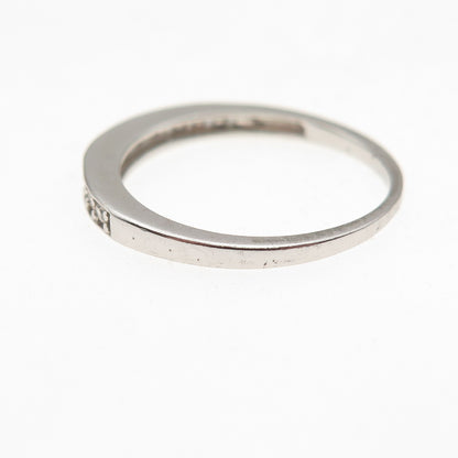 925 Sterling Silver Round-Cut C Z Half Eternity Band Ring Size 7