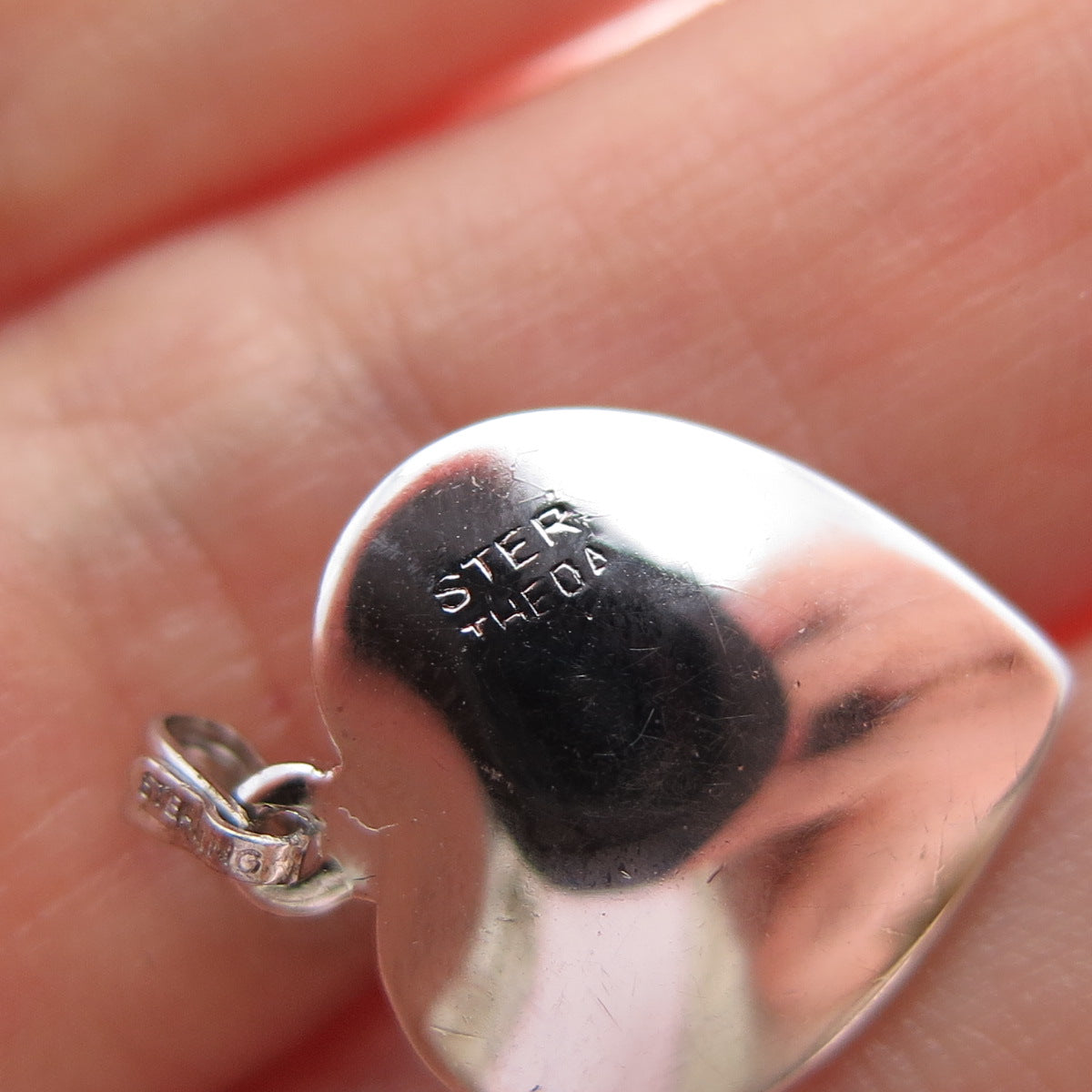 THEDA 925 Sterling Silver Vintage Real Pearl Heart Minimalist Charm Pendant