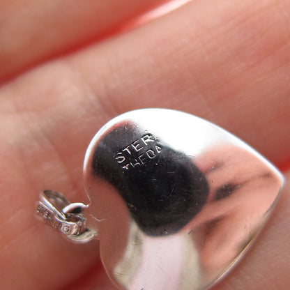 THEDA 925 Sterling Silver Vintage Real Pearl Heart Minimalist Charm Pendant