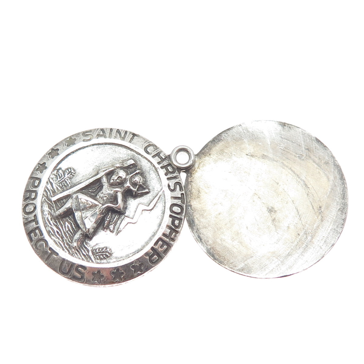 CHAPEL Sterling Silver Antique Art Deco St. Christopher Emergency Slide Pendant