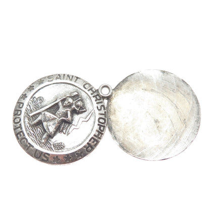 CHAPEL Sterling Silver Antique Art Deco St. Christopher Emergency Slide Pendant
