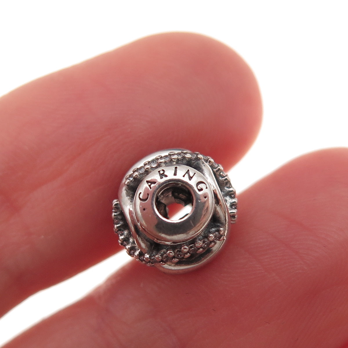Pandora 925 Sterling Silver C Z Essence Caring Slide Bead Charm