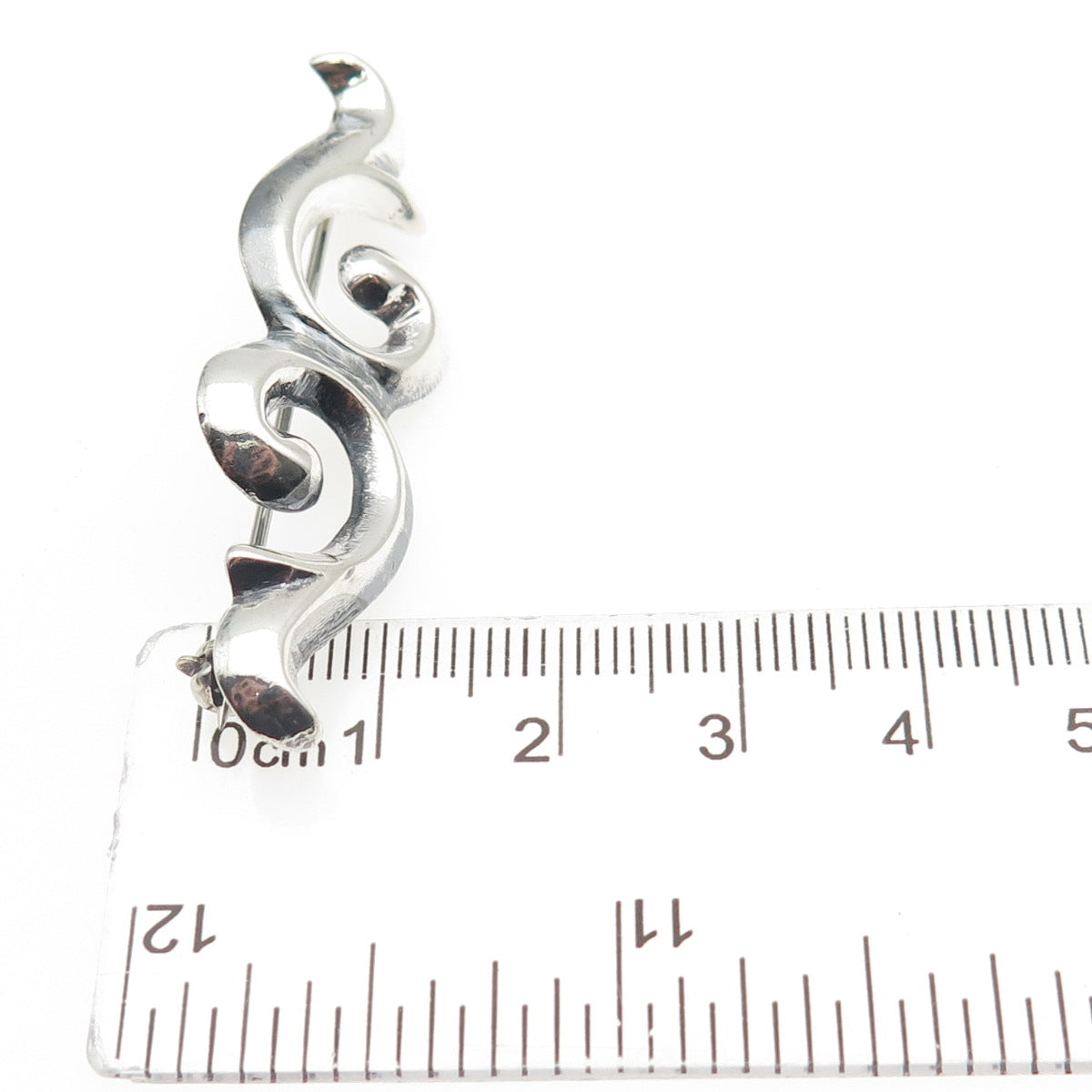 Old Pawn 925 Sterling Silver Vintage Southwestern Swirl Oxidized Tribal Brooch