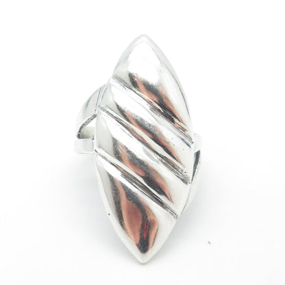 925 Sterling Silver Vintage Ribbed Statement Ring Size 8.5