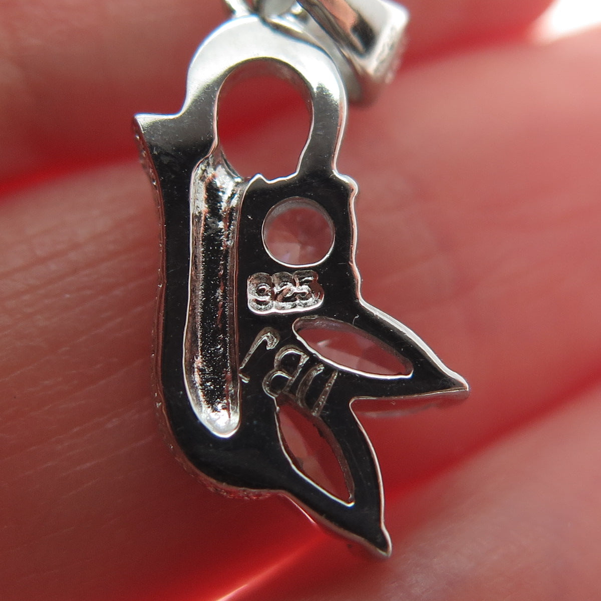 DBJ DEE BERKLE Sterling Silver Round & Marquise-Cut C Z Minimalist Charm Pendant