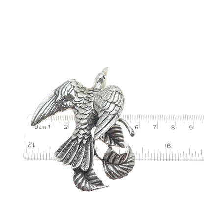 925 Sterling Silver Vintage Dove of Peace Oxidized Pin Brooch