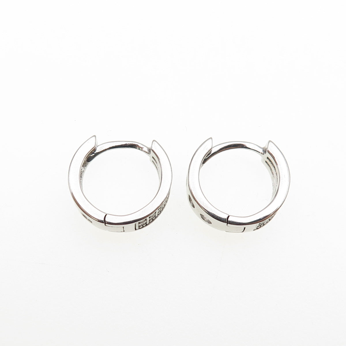 925 Sterling Silver Round-Cut C Z Hoop Earrings