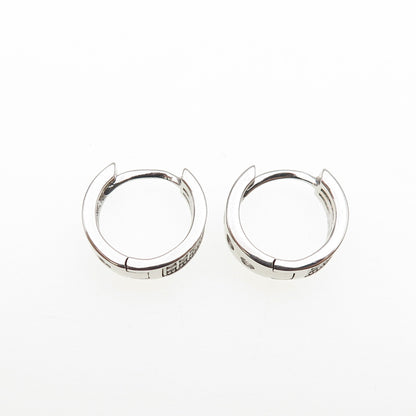 925 Sterling Silver Round-Cut C Z Hoop Earrings