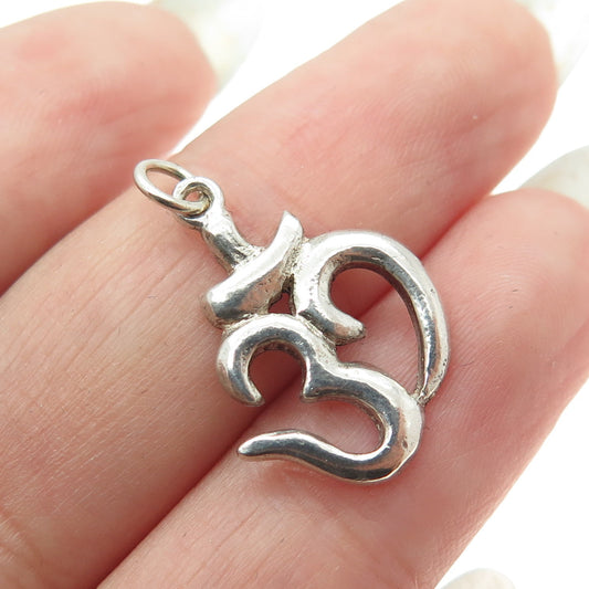 925 Sterling Silver Vintage Om Mantra Charm Pendant