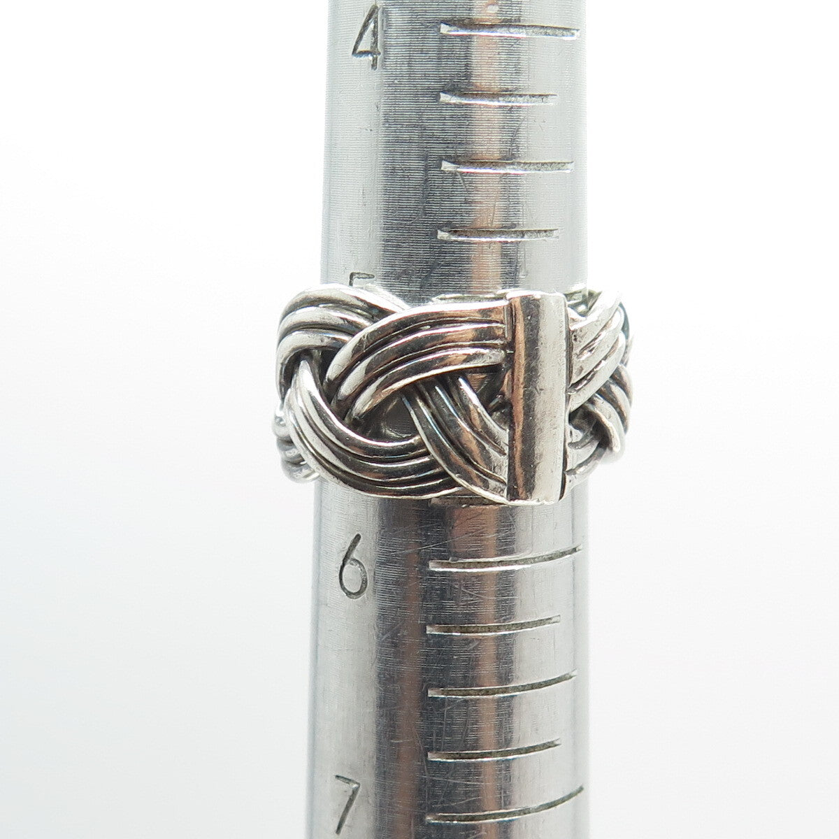 925 Sterling Silver Vintage Braided Oxidized Ring Size 5.75