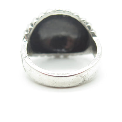 925 Sterling Silver Vintage Modernist Ribbed Dome Ring Size 5