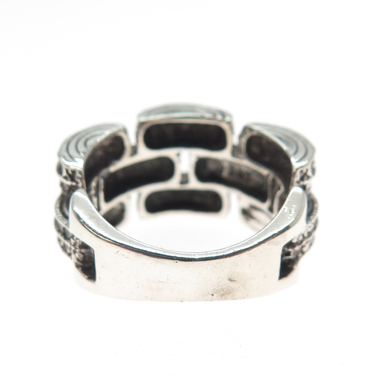 925 Sterling Silver Vintage Modernist Oxidized Ring Size 5.5