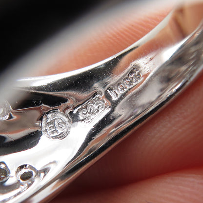 ERIC GROSSBARDT 925 Sterling Silver Vintage Real Turquoise & C Z Ring Size 8